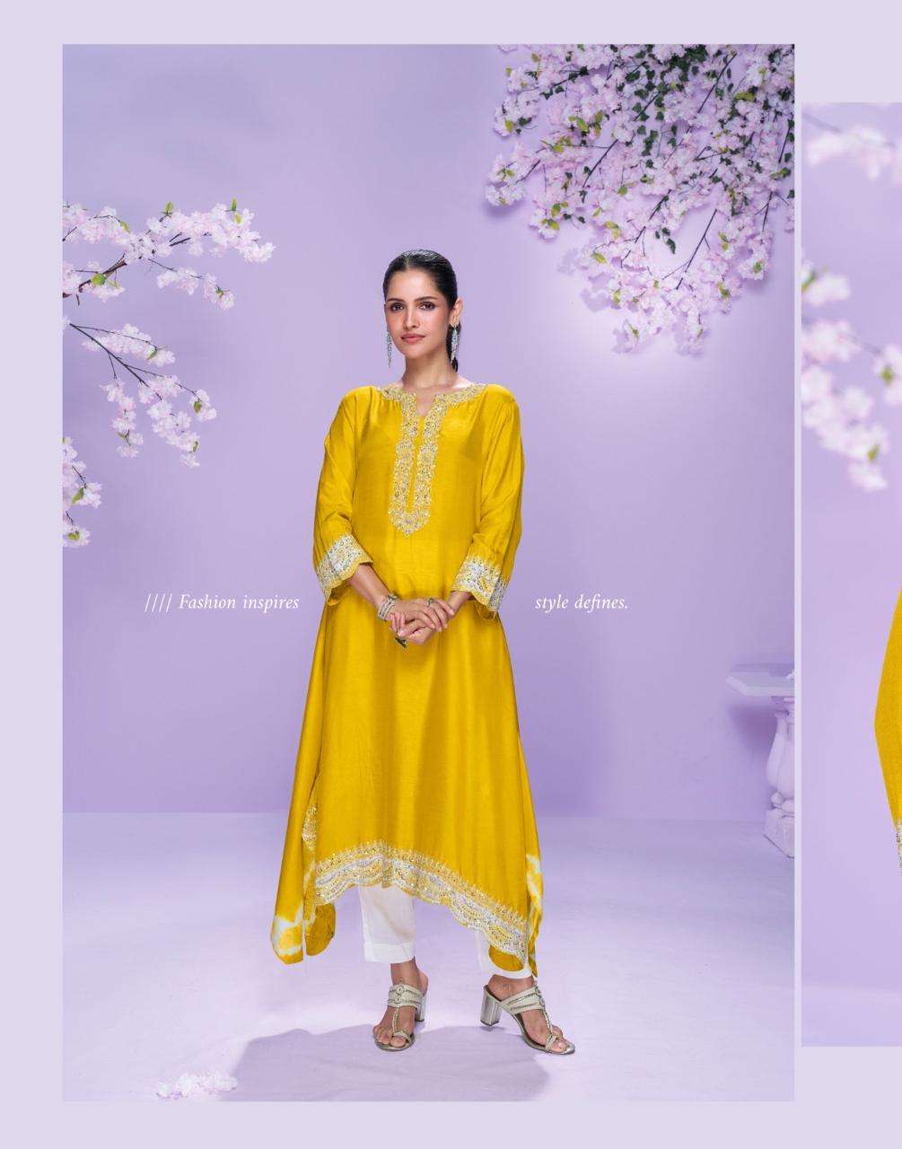CHAHAT BY SAYURI DESIGNER IN PREMIUM REAL SILK WITH EMBROIDERED KURTI STYLE 