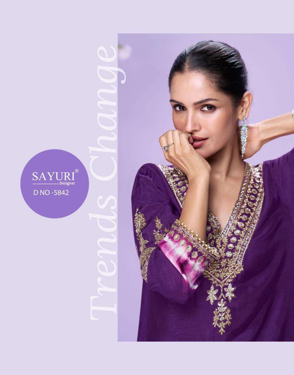 CHAHAT BY SAYURI DESIGNER IN PREMIUM REAL SILK WITH EMBROIDERED KURTI STYLE 