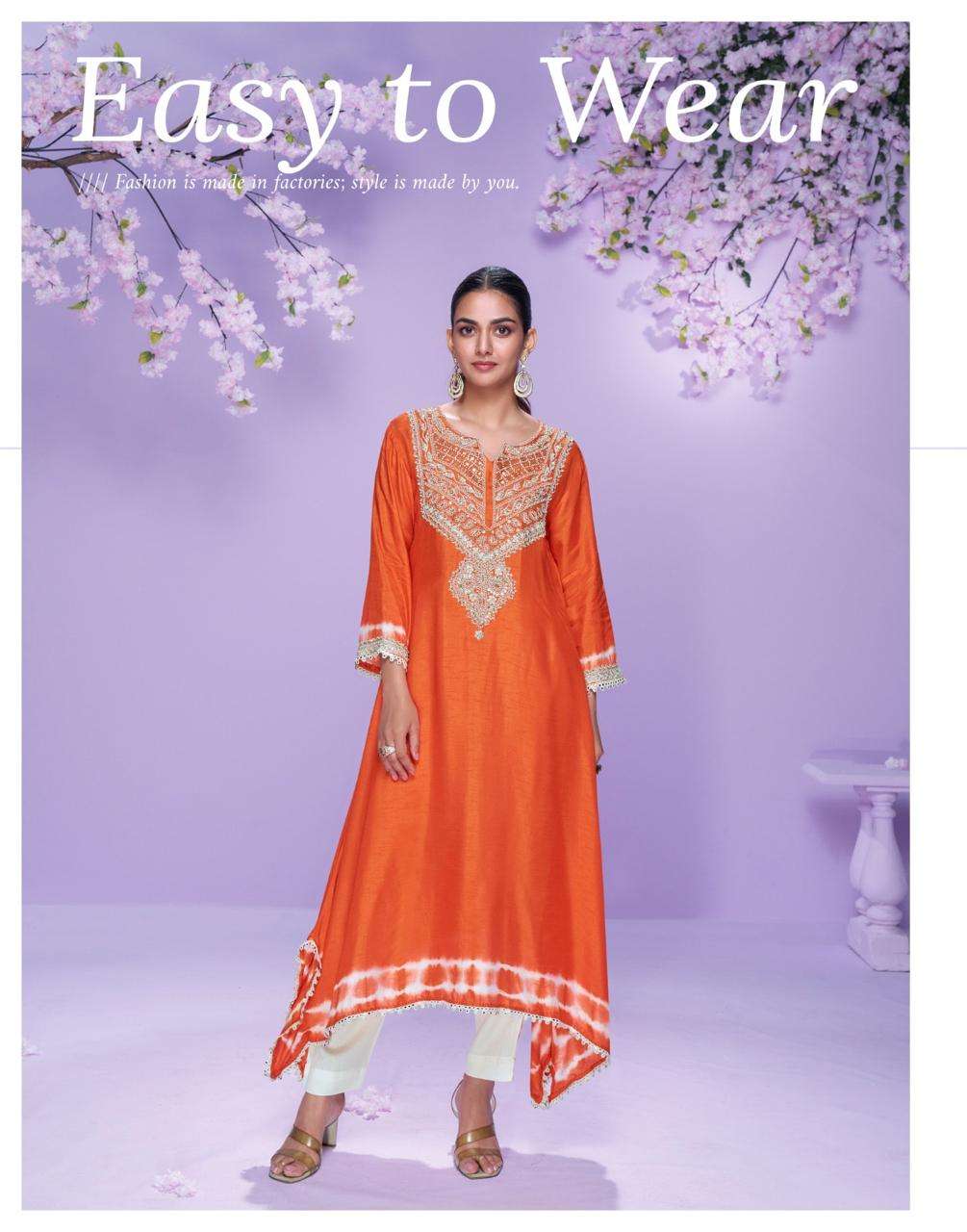 CHAHAT BY SAYURI DESIGNER IN PREMIUM REAL SILK WITH EMBROIDERED KURTI STYLE 