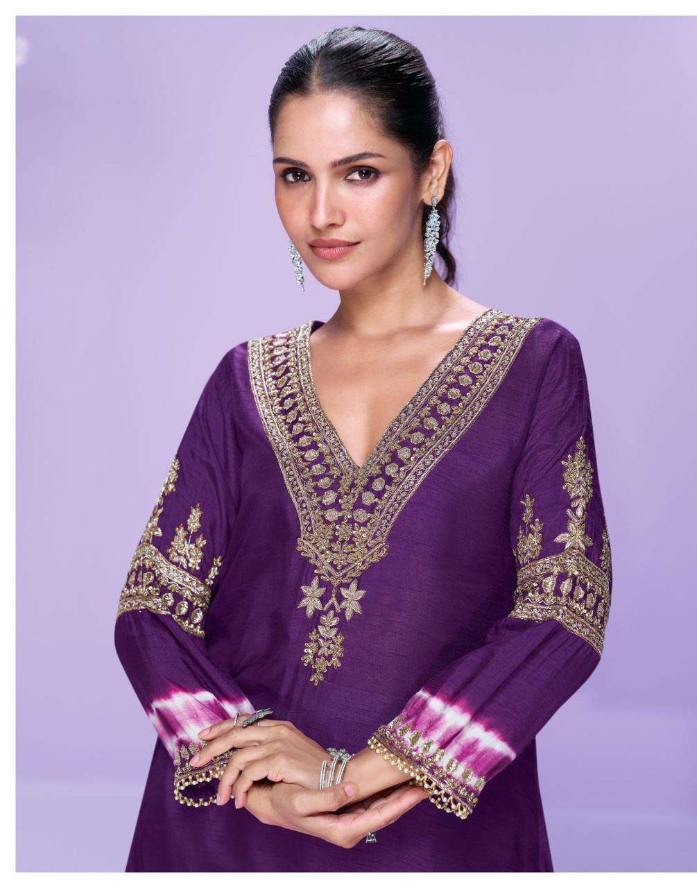 CHAHAT BY SAYURI DESIGNER IN PREMIUM REAL SILK WITH EMBROIDERED KURTI STYLE 