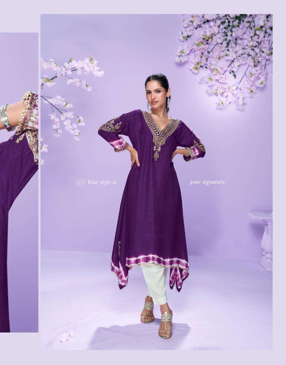 CHAHAT BY SAYURI DESIGNER IN PREMIUM REAL SILK WITH EMBROIDERED KURTI STYLE 