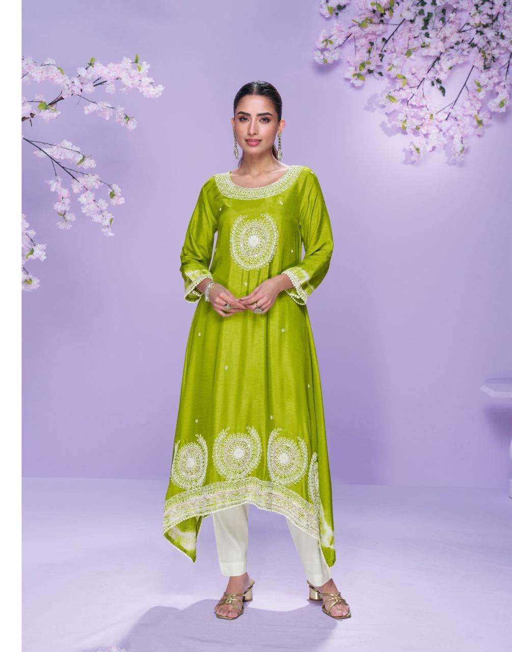 CHAHAT BY SAYURI DESIGNER IN PREMIUM REAL SILK WITH EMBROIDERED KURTI STYLE 