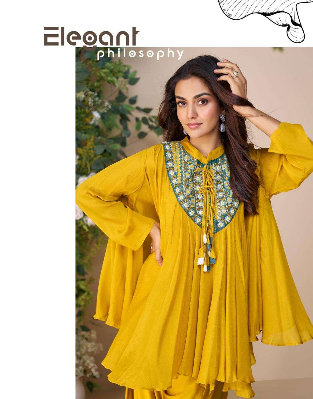 CLASSIC BY SAYURI DESIGNER IN PREMIUM REAL CHINON SILK PONCHO STYLE  WITH PLAZZO 