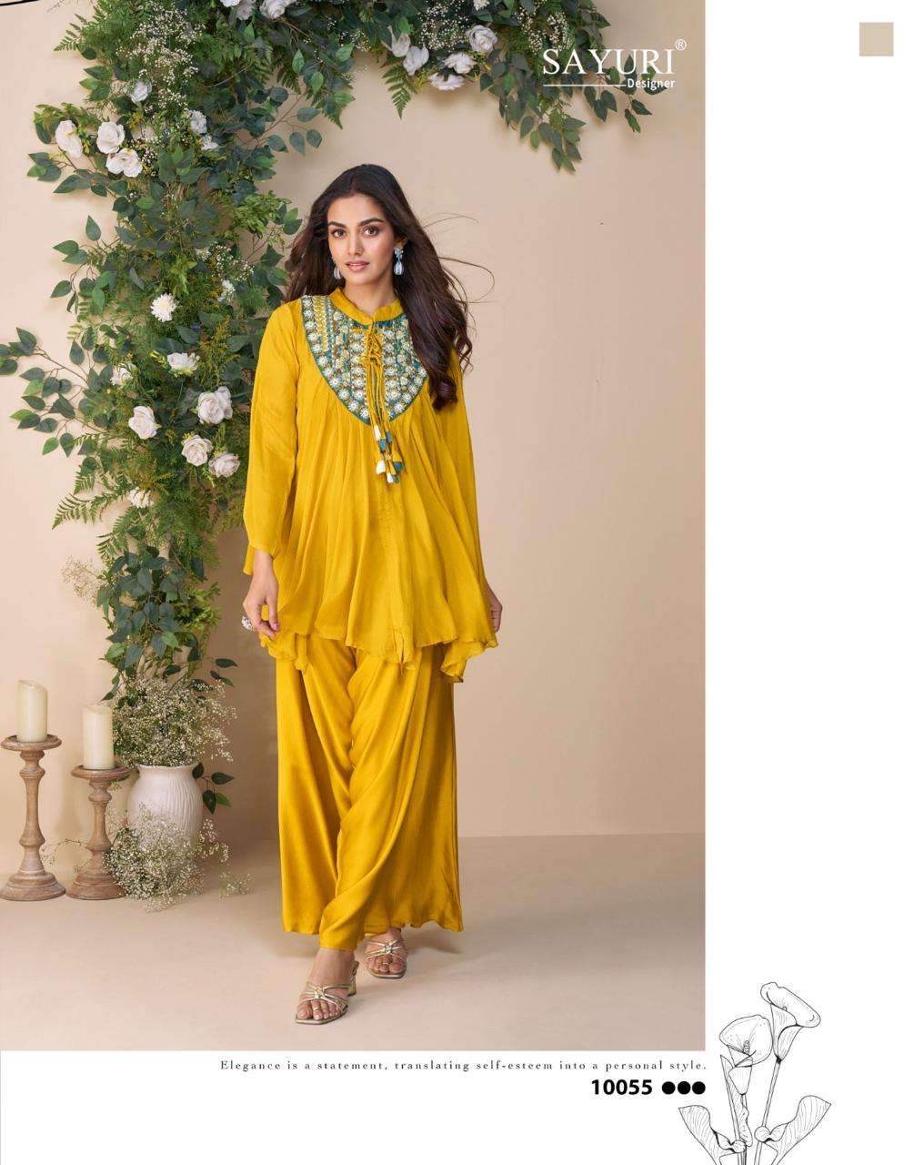 CLASSIC BY SAYURI DESIGNER IN PREMIUM REAL CHINON SILK PONCHO STYLE  WITH PLAZZO 