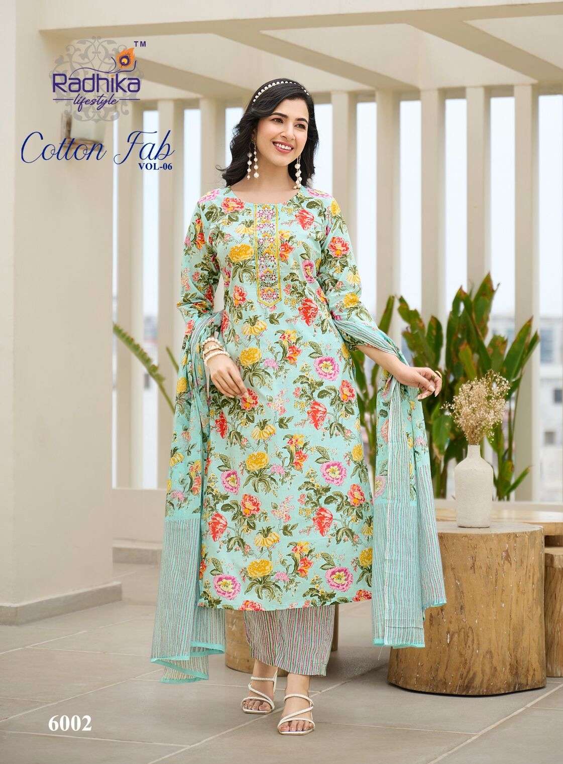 COTTON FAB VOL-6 BY RADHIKA LIFESTYLE IN PURE COTTON PRINT WITH EMBROIDERY WORK 