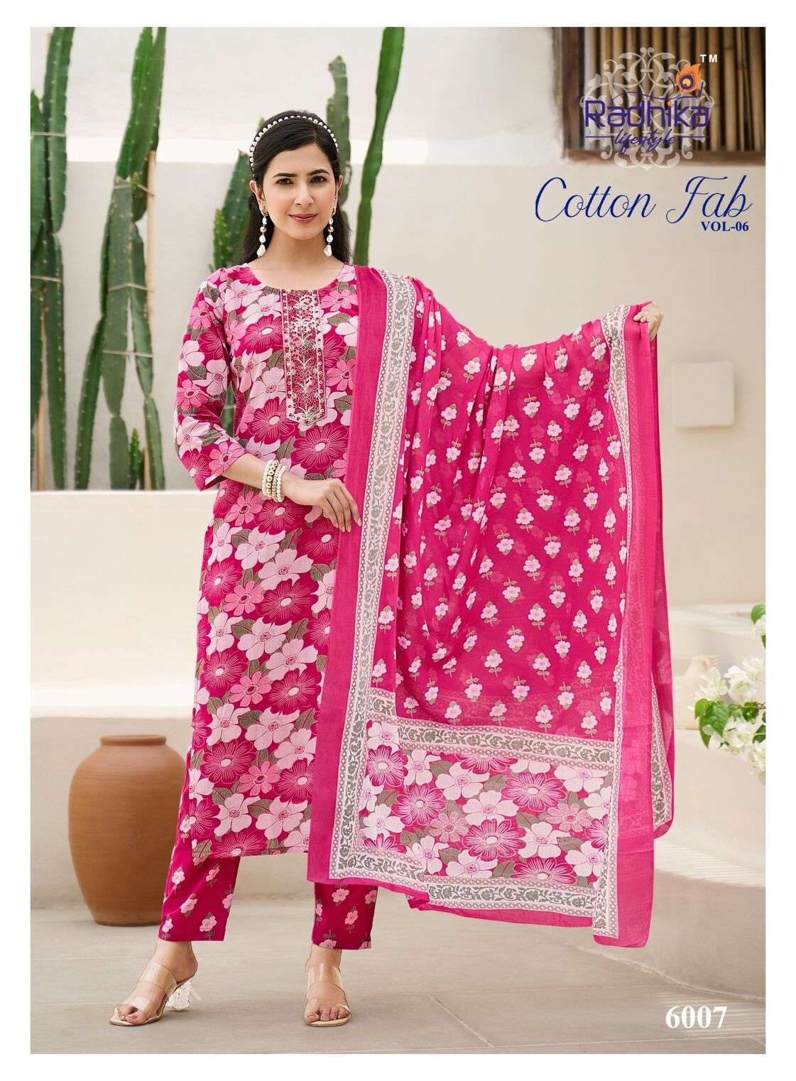 COTTON FAB VOL-6 BY RADHIKA LIFESTYLE IN PURE COTTON PRINT WITH EMBROIDERY WORK 