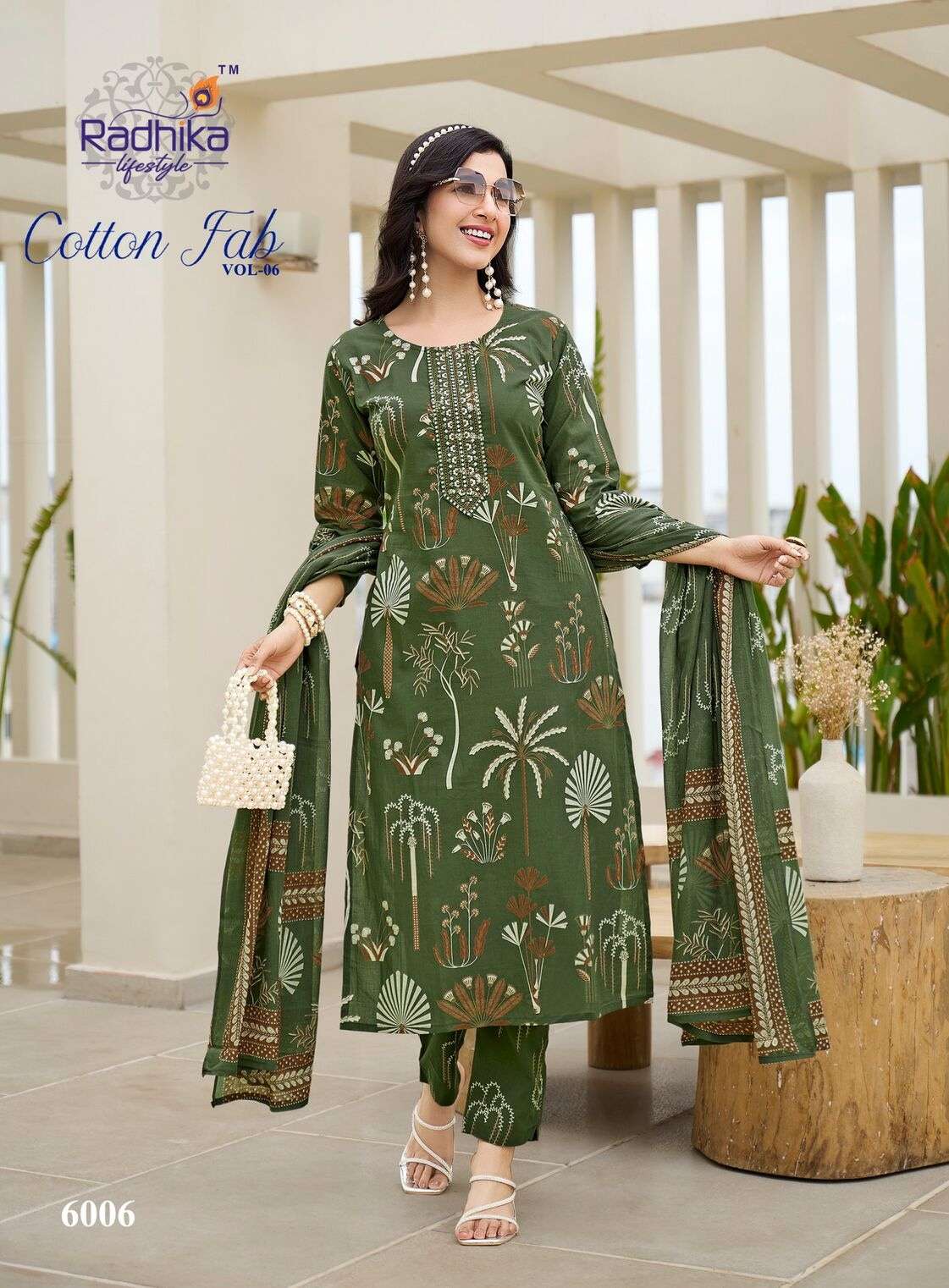 COTTON FAB VOL-6 BY RADHIKA LIFESTYLE IN PURE COTTON PRINT WITH EMBROIDERY WORK 