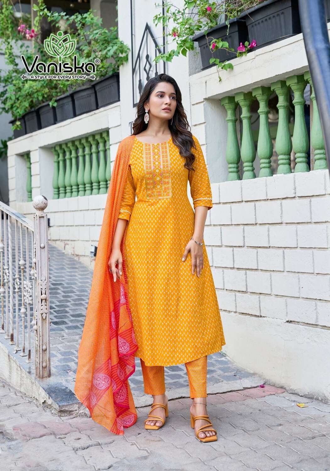 COTTON PLUS VOL.2 BY VANISKA IN COTTON PRINT ANARKALI STYLE KURTI WITH PANT & DUPATTA