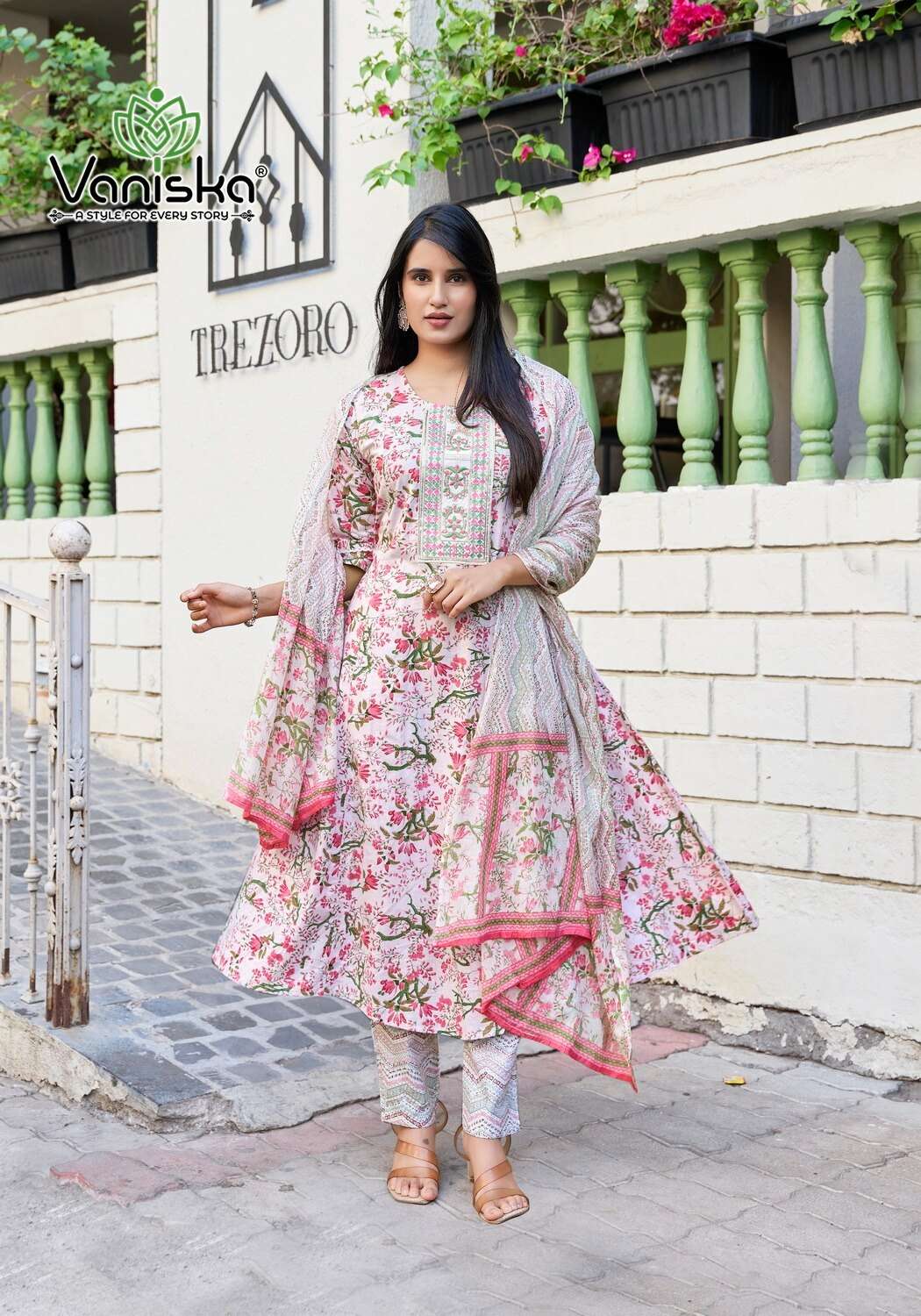 COTTON PLUS VOL.2 BY VANISKA IN COTTON PRINT ANARKALI STYLE KURTI WITH PANT & DUPATTA