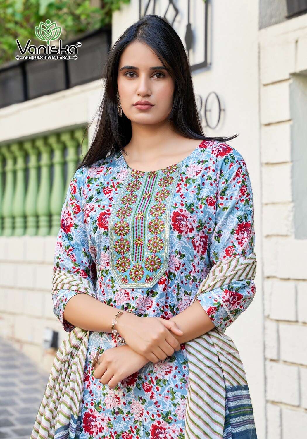 COTTON PLUS VOL.2 BY VANISKA IN COTTON PRINT ANARKALI STYLE KURTI WITH PANT & DUPATTA