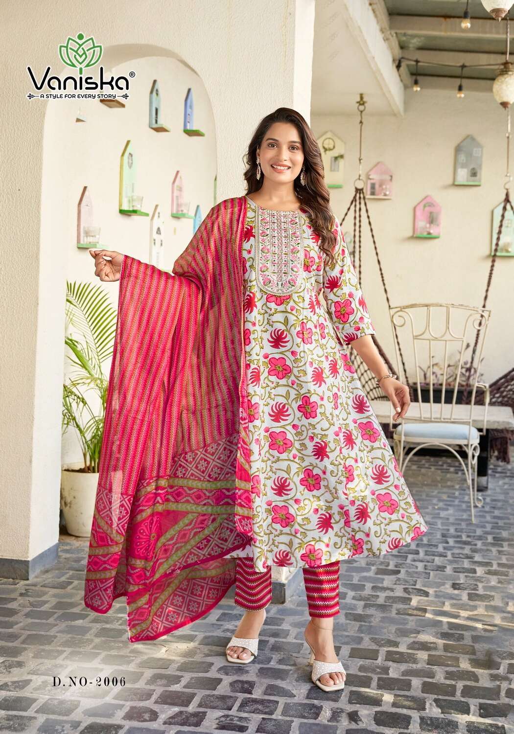 COTTON PLUS VOL.2 BY VANISKA IN COTTON PRINT ANARKALI STYLE KURTI WITH PANT & DUPATTA