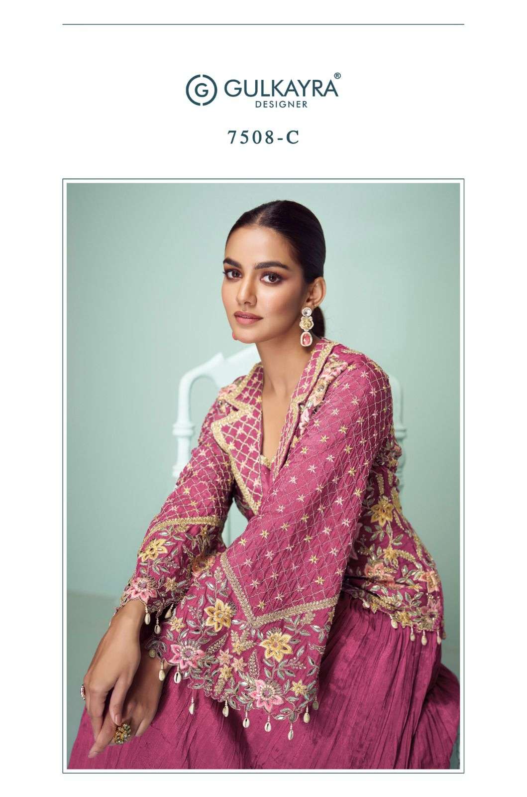 CROWN GOLD BY GULKAYRA DESIGNER IN REAL CHINON WITH EMBROIDERY JACKET 