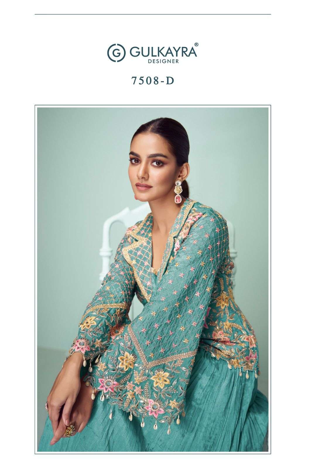 CROWN GOLD BY GULKAYRA DESIGNER IN REAL CHINON WITH EMBROIDERY JACKET 