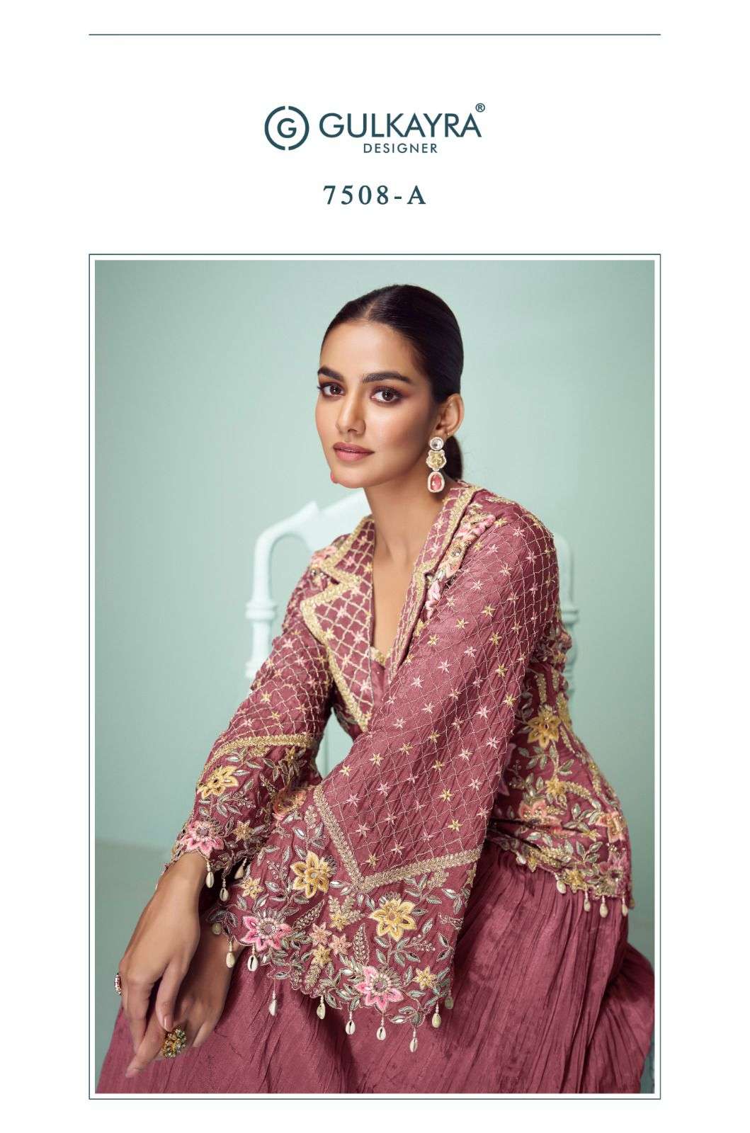 CROWN GOLD BY GULKAYRA DESIGNER IN REAL CHINON WITH EMBROIDERY JACKET 