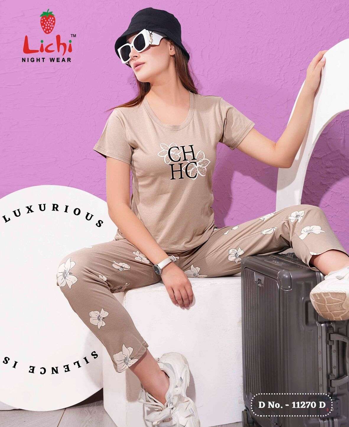 D.NO :- 11270 BY LICHI IN IMPORTED FABRIC CHARMEE NIGHT CO-ORD SET 