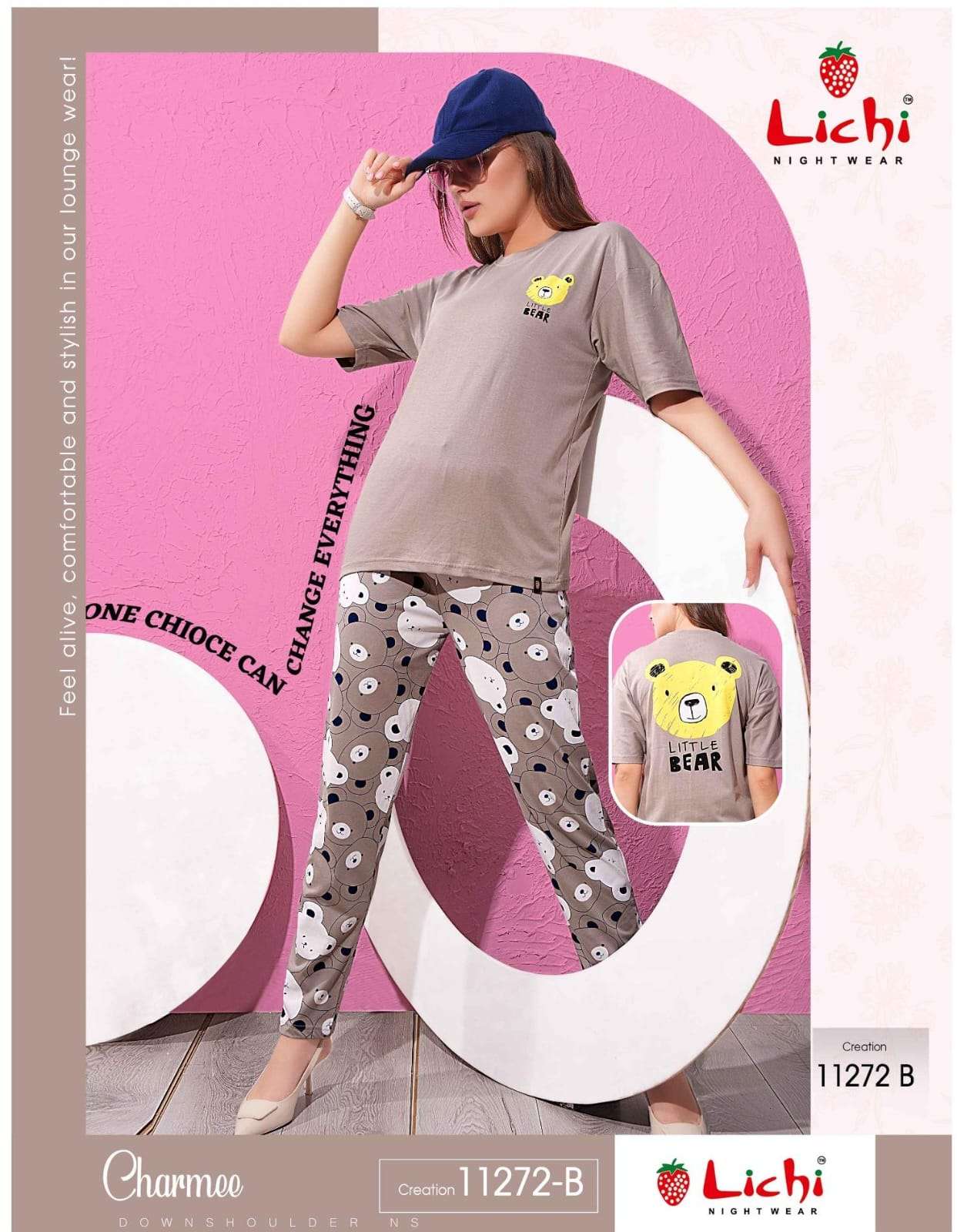 D.NO :- 11272 BY LICHI IN IMPORTED FABRIC CHARMEE NIGHT CO-ORD SET 