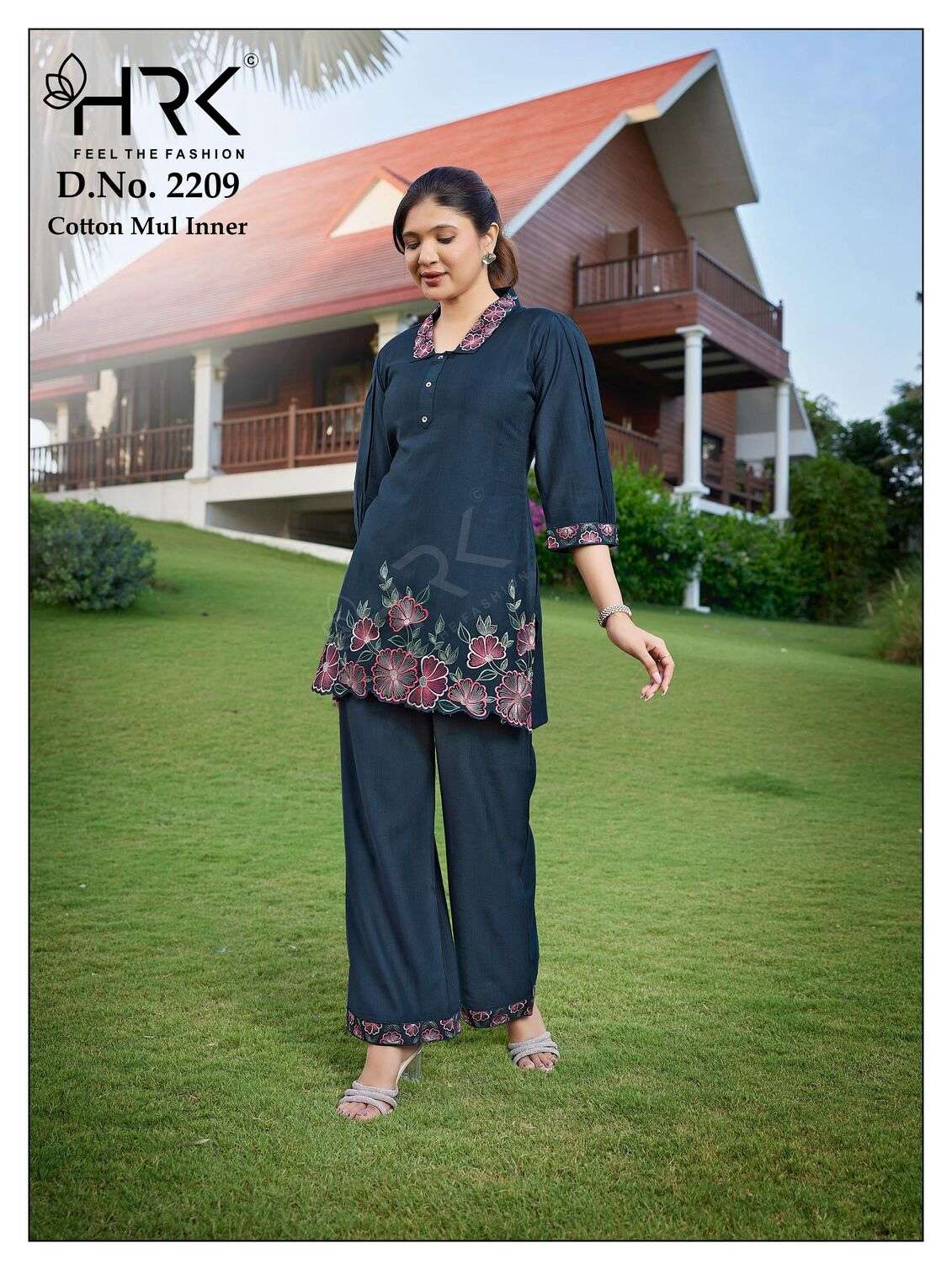 D.NO :- 2209 BY HRK IN VATICAN PLAIN CO-ORD SET WITH EXCLUSIVE CUT WORK 