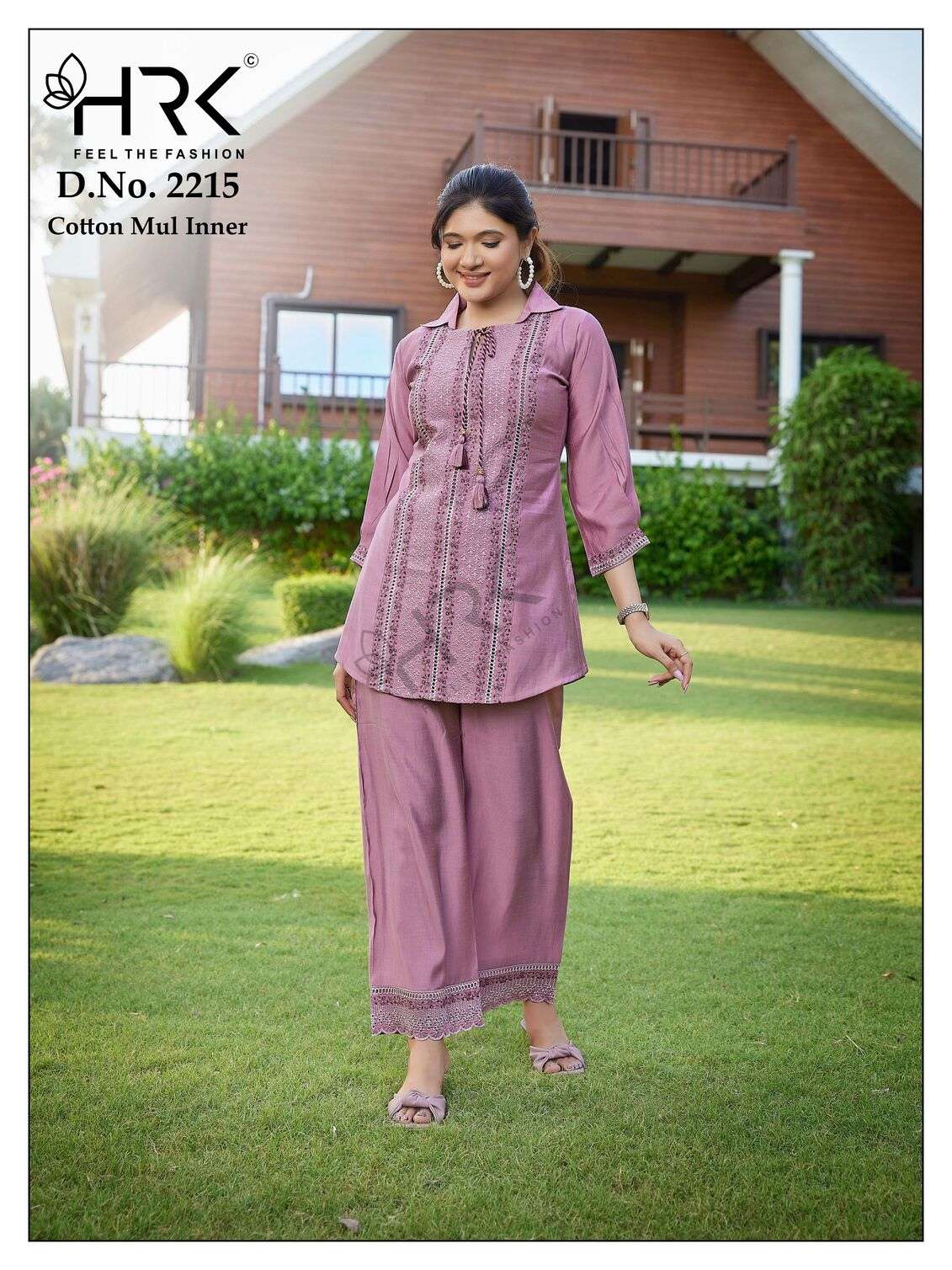 D.NO :- 2215 BY HRK IN ROMAN TWO TON PLAIN WITH EXCLUSIVE BORING EMBROIDERY WORK 