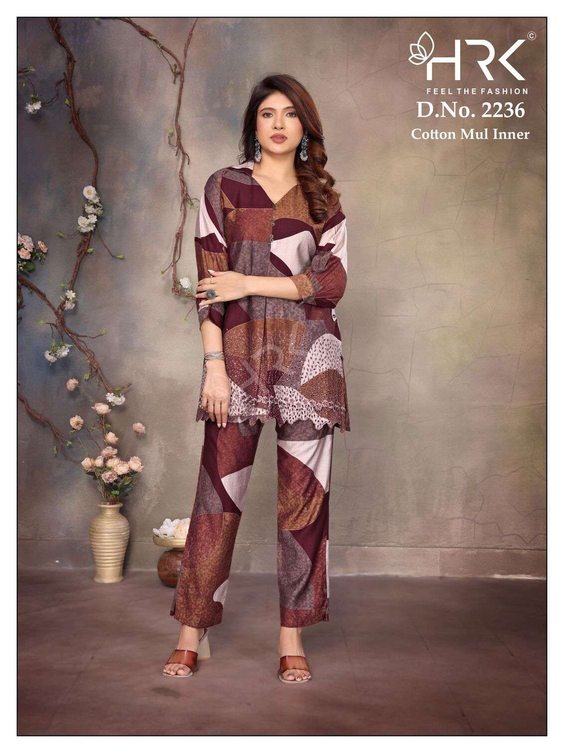 D.NO :- 2236 BY HRK IN VATICAN PLAIN WITH EXCLUSIVE  EMBROIDERY WORK 