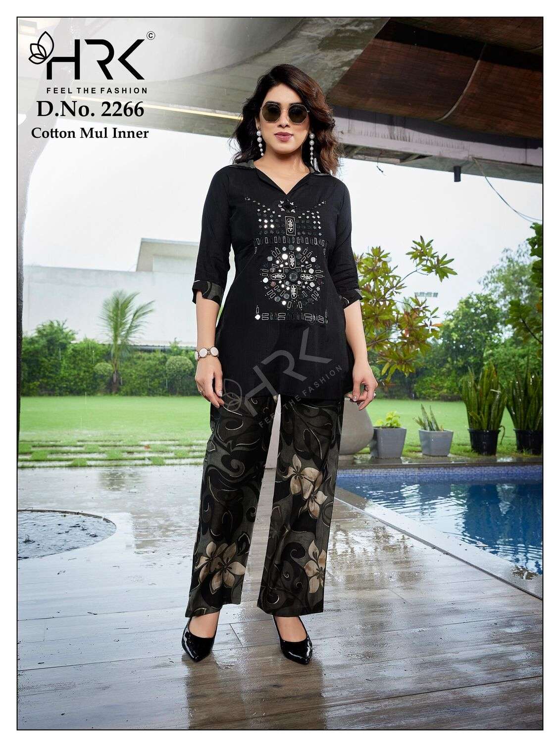 D.NO :- 2266 BY HRK IN VATICAN PLAIN WITH EXCLUSIVE REAL MIRROR EMBROIDERY WORK 