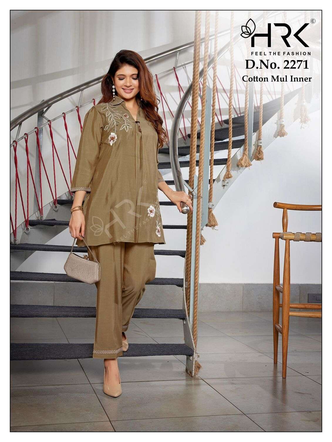 D.NO :- 2271 BY HRK IN ROMAN TWO TON WITH EXCLUSIVE HAND EMBROIDERY WORK WITH LACE 