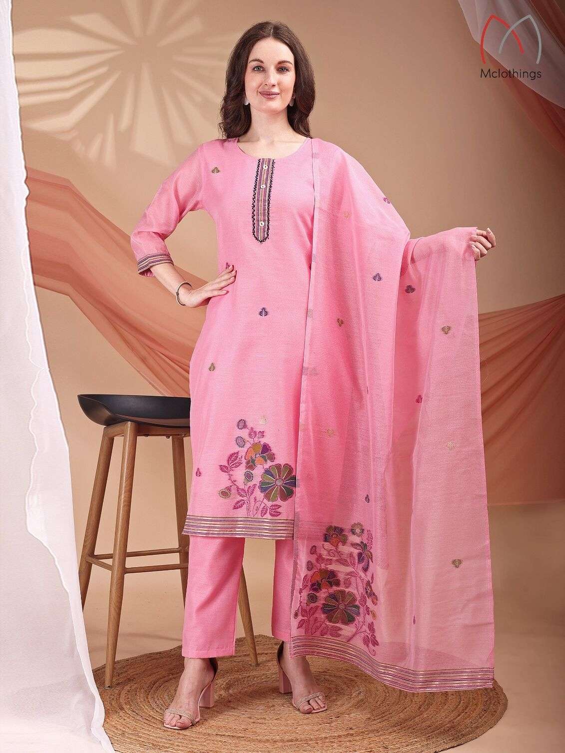 D.NO :- 2651 BY MCLOTHINGS IN MULL CHANDERI JACQUARD WITH HAND WORK 