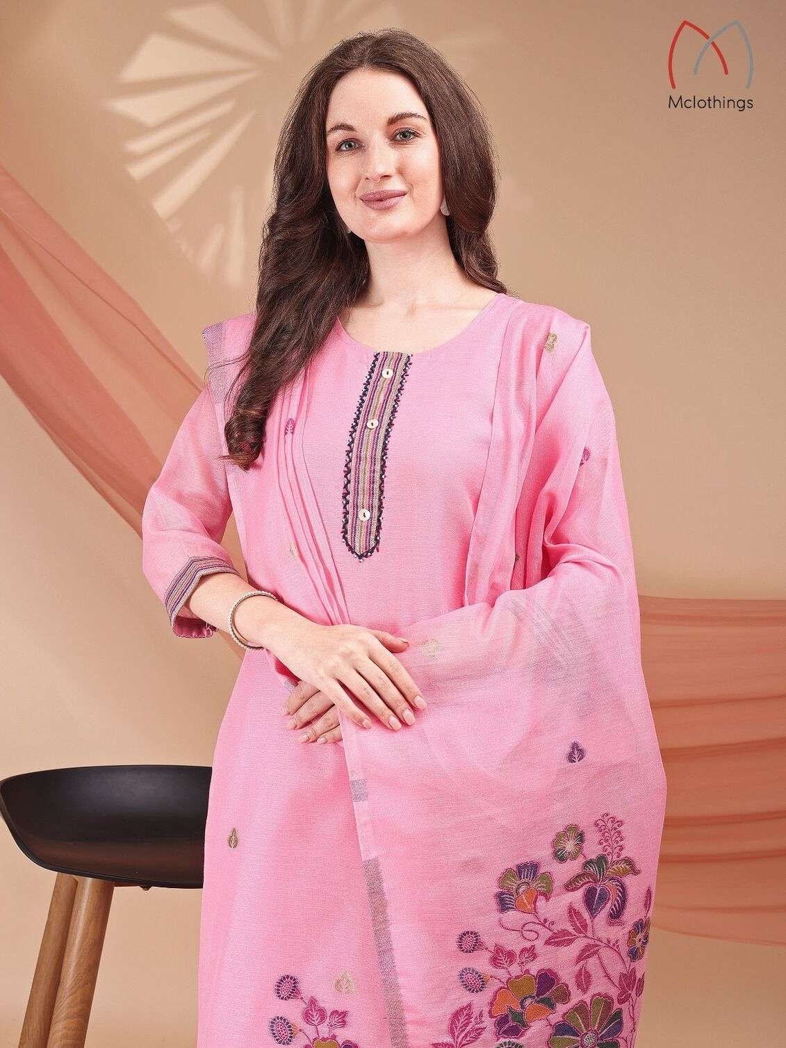 D.NO :- 2651 BY MCLOTHINGS IN MULL CHANDERI JACQUARD WITH HAND WORK 