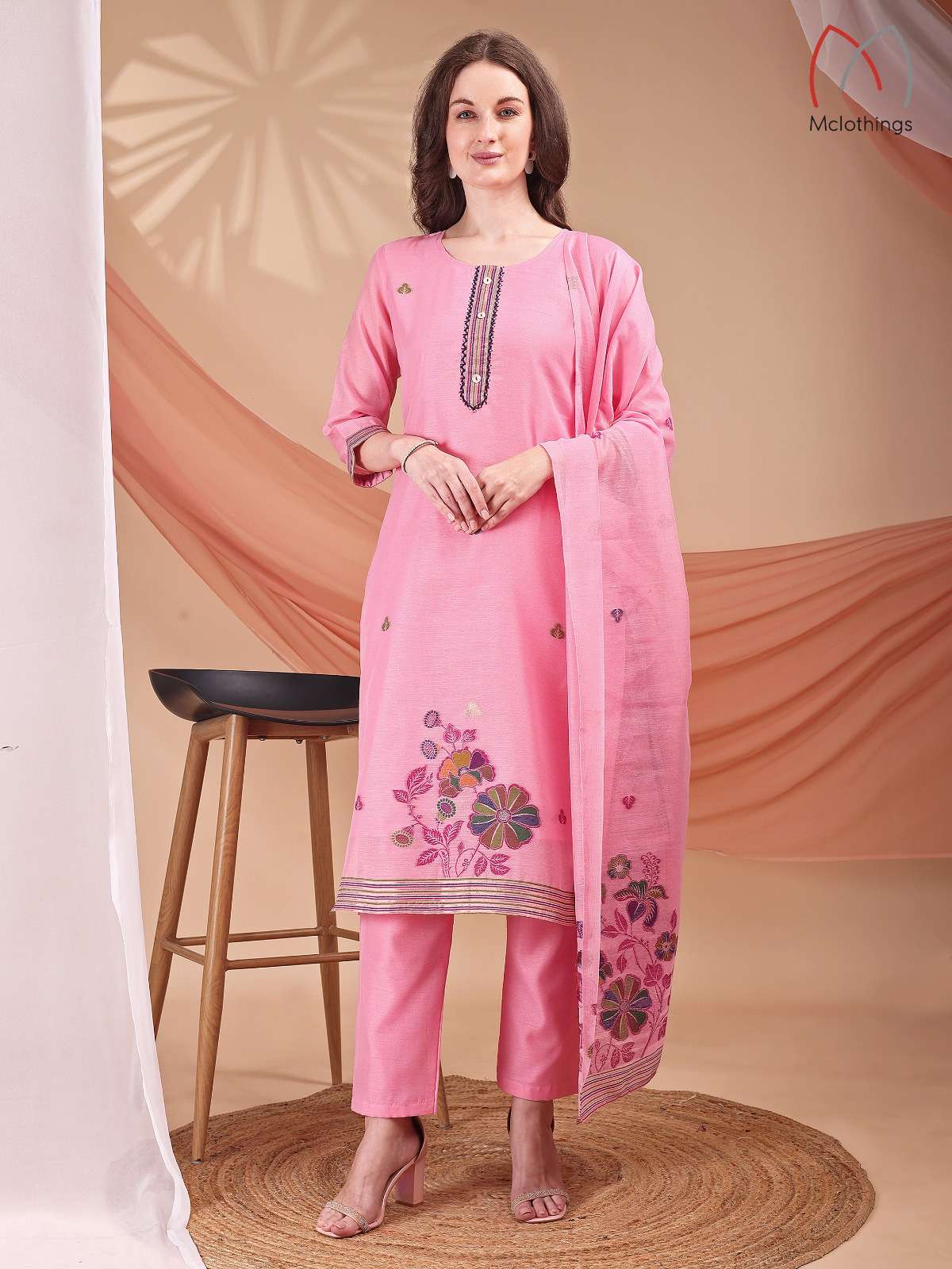 D.NO :- 2651 BY MCLOTHINGS IN MULL CHANDERI JACQUARD WITH HAND WORK 