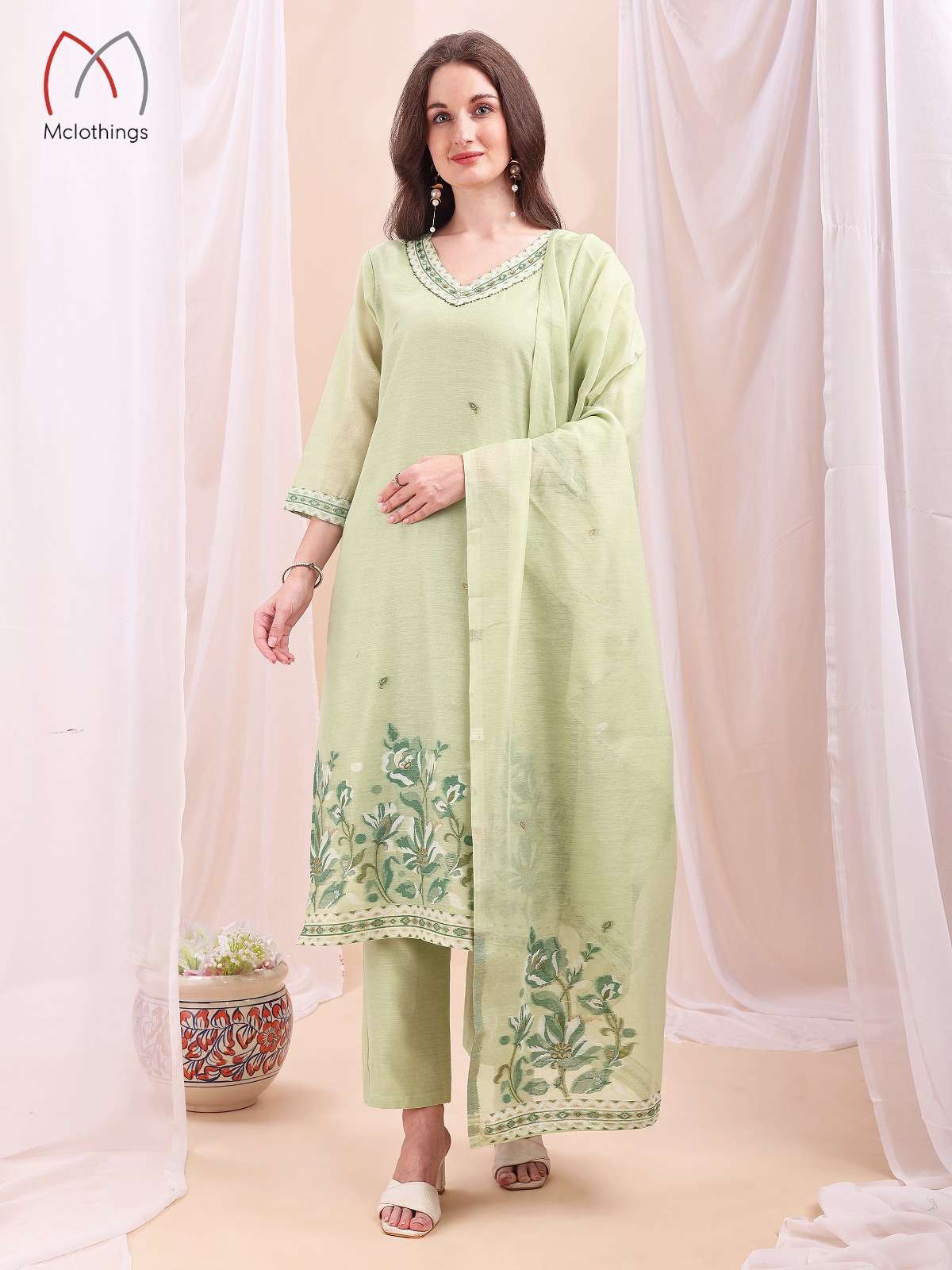 D.NO :- 2713 BY MCLOTHINGS IN MULL CHANDERI JACQUARD WITH HAND WORK 