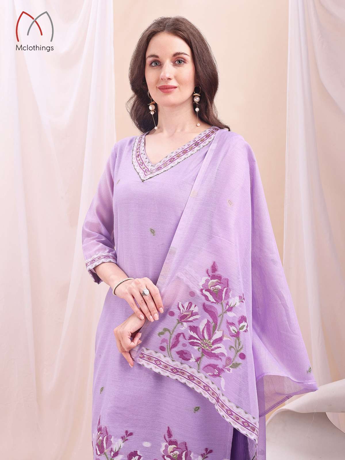 D.NO :- 2713 BY MCLOTHINGS IN MULL CHANDERI JACQUARD WITH HAND WORK 