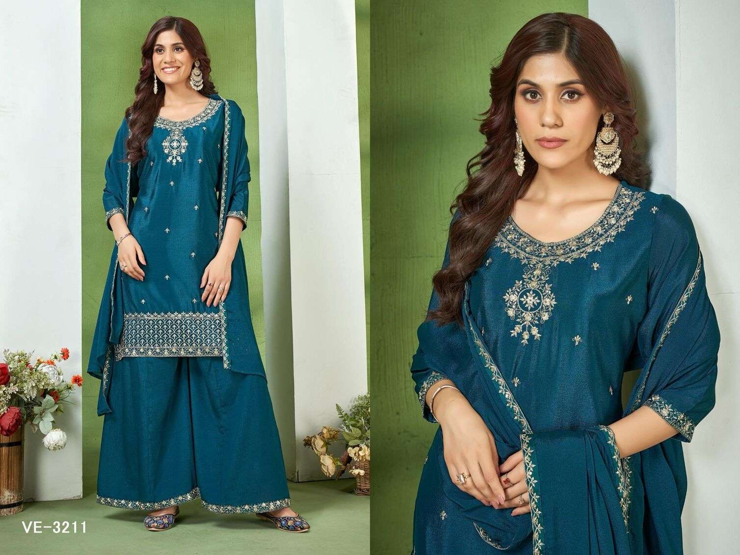 D.NO:3211 & 3212 BY LADIES FLAVOUR IN HEAVY CHINON SILK WIRH EMBROIDERY SEQUENCE WORK 