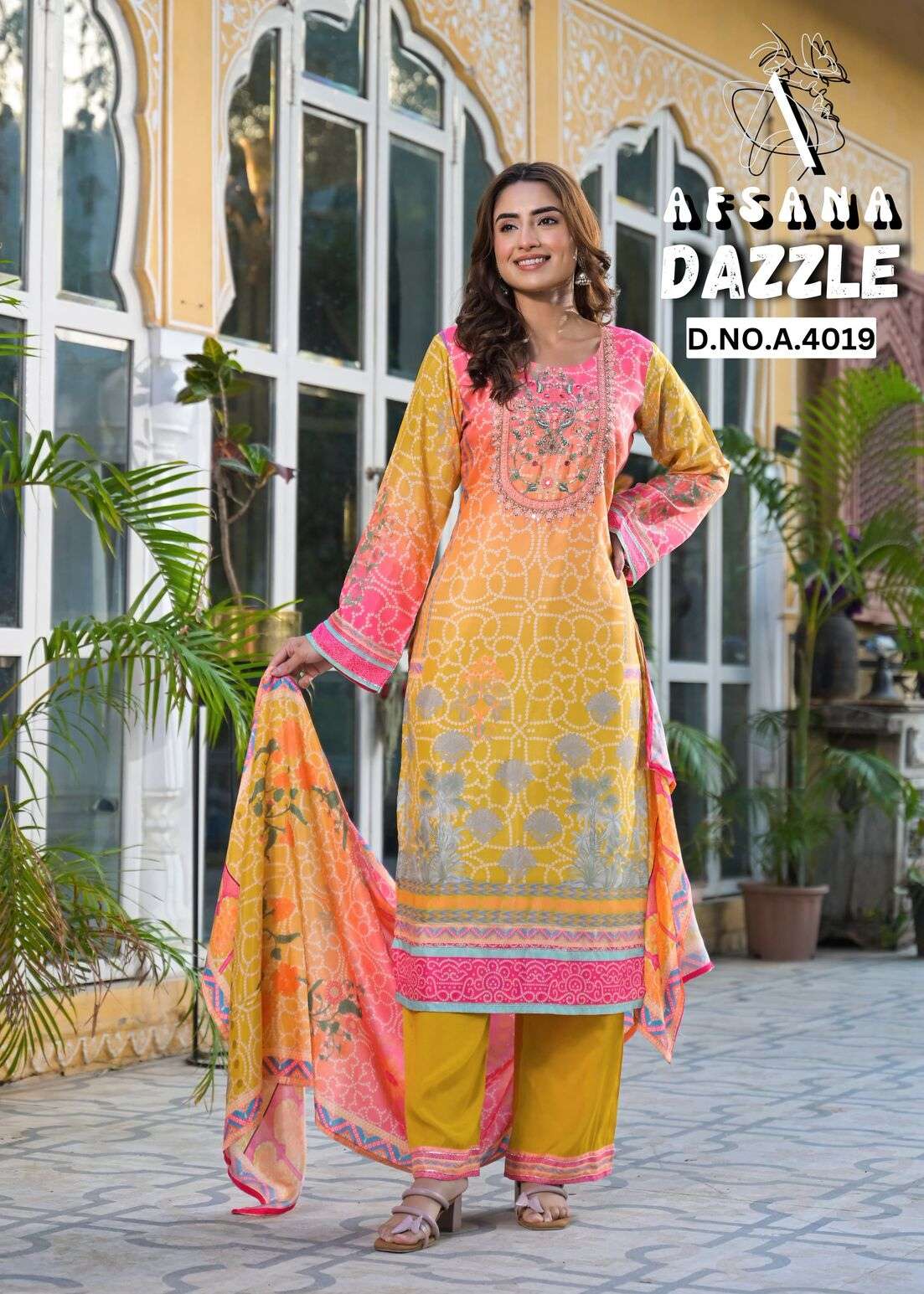 D.NO :- 4091 BY AFSANA IN PURE VISCOUS TRADITIONAL SUIT WITH PURE HAND WORK 