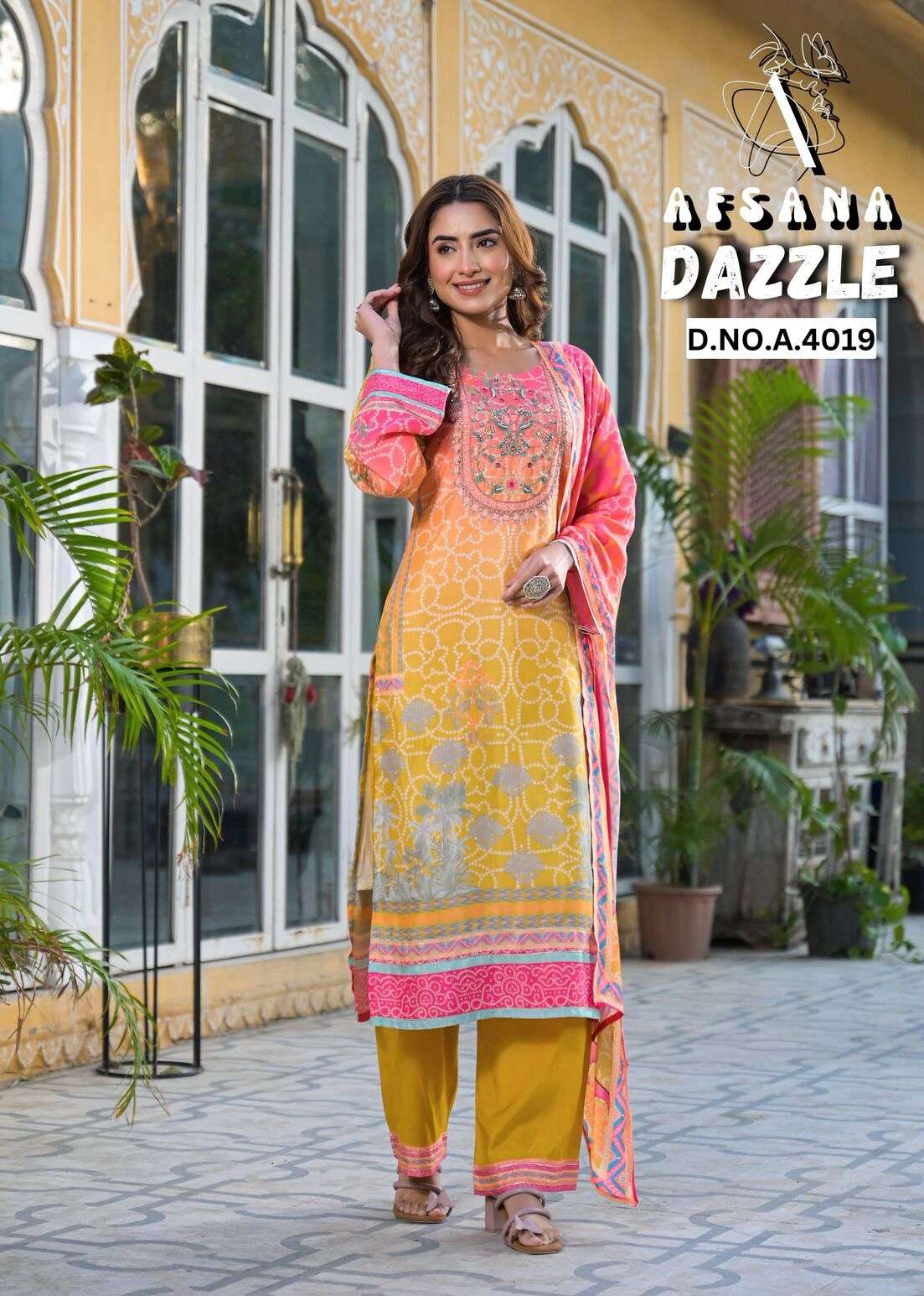 D.NO :- 4091 BY AFSANA IN PURE VISCOUS TRADITIONAL SUIT WITH PURE HAND WORK 