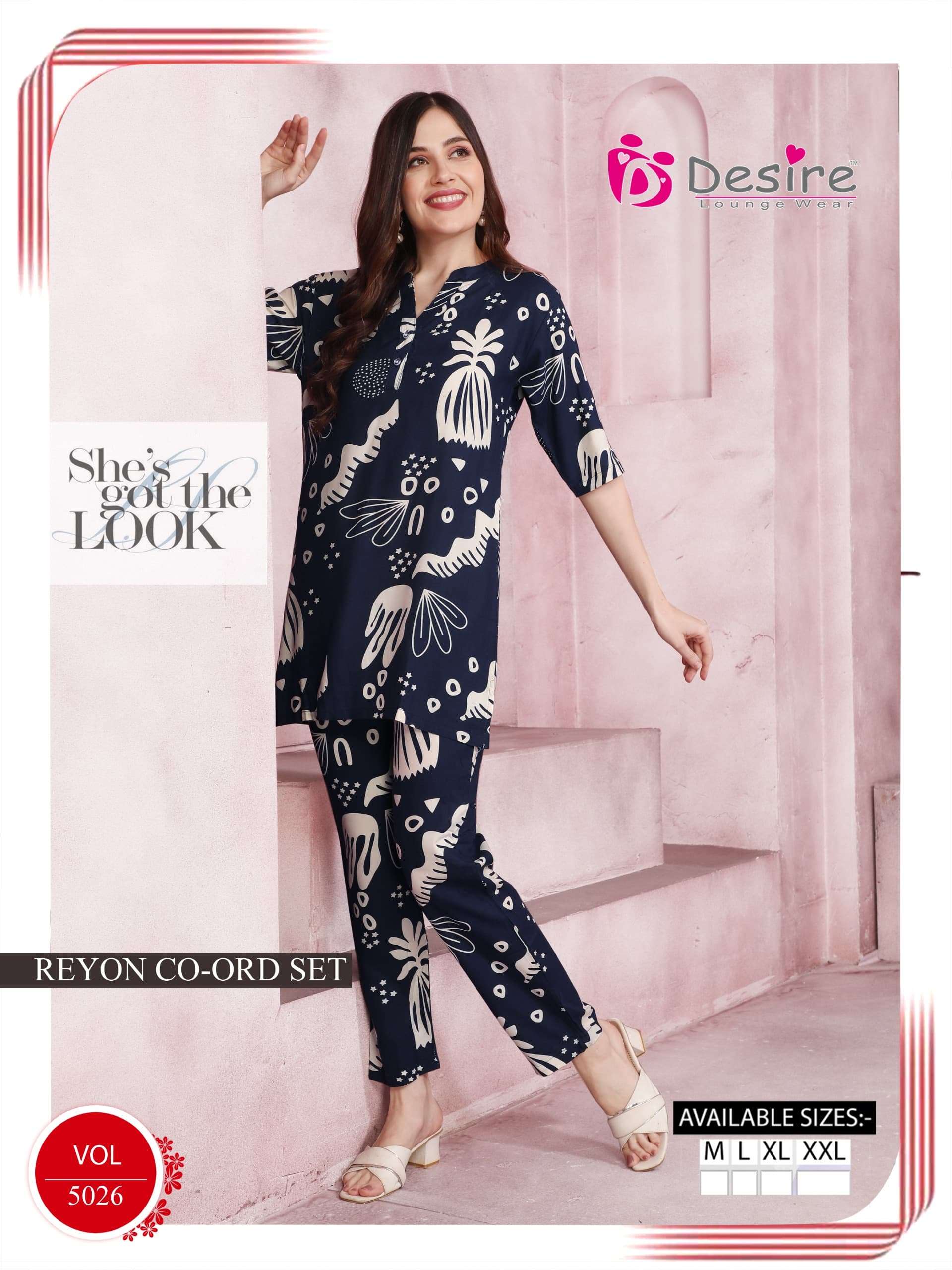 D.NO :- 5026 BY DESIRE IN PREMIUM RAYON KURTA CO-ORD SET 