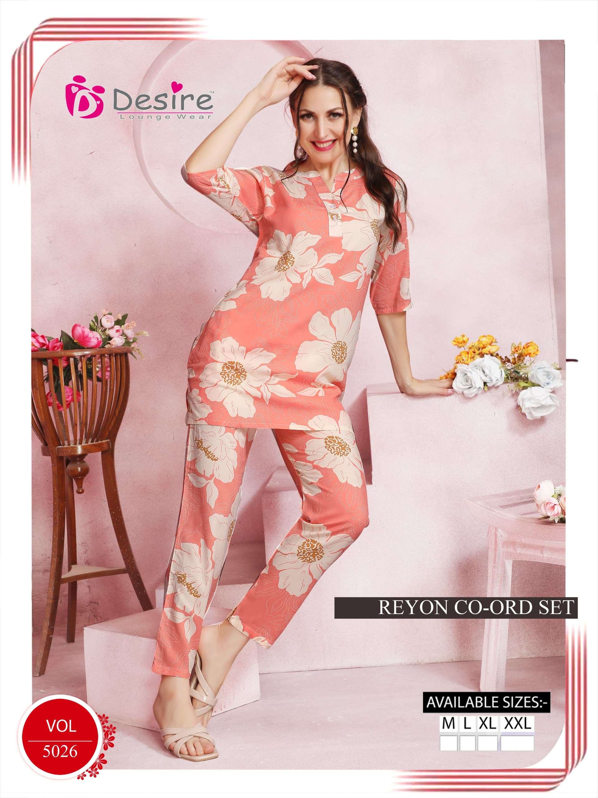 D.NO :- 5026 BY DESIRE IN PREMIUM RAYON KURTA CO-ORD SET 
