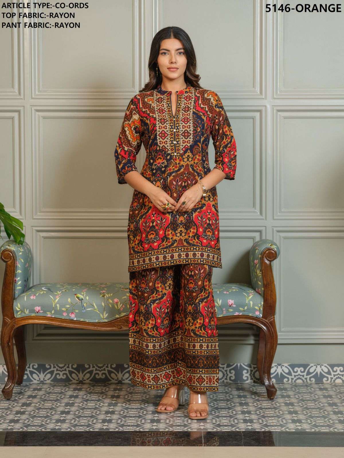 D.NO :- 5146 BY TEXOFAB IN HEAVY RAYON PRINTED CO-ORD SET 