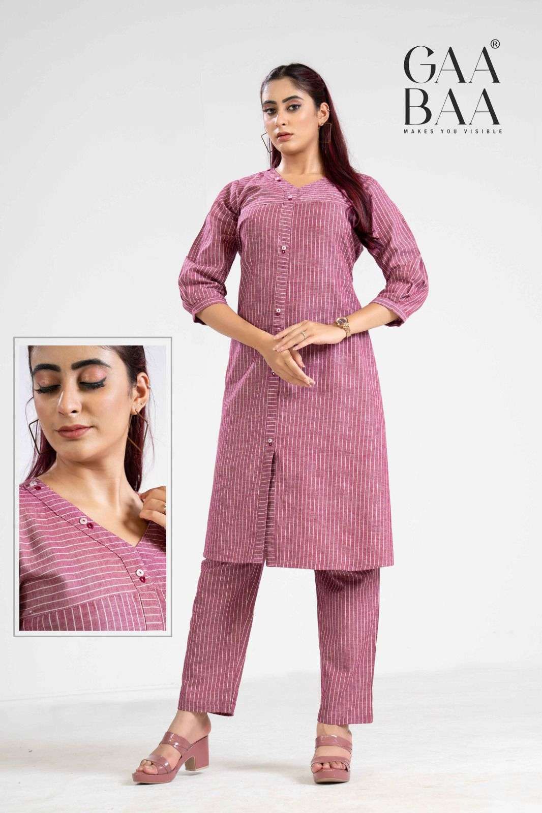D.NO. 926 BY GAABAA IN HANDLOOM COTTON CO-ORD SET WITH HANDWORK & POCKET 