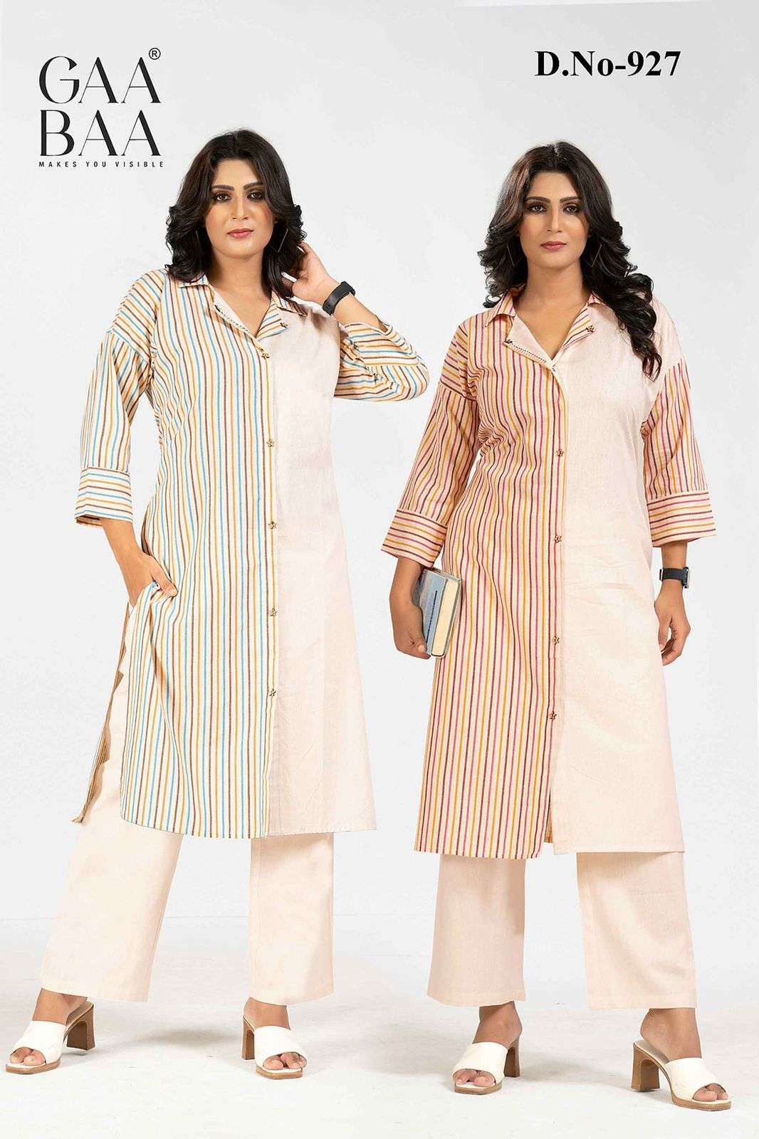 D.NO. 927 BY GAABAA IN WEAVED HANDLOOM & SOFT COTTON FLEX CO-ORD SETS WITH HANDWORK
