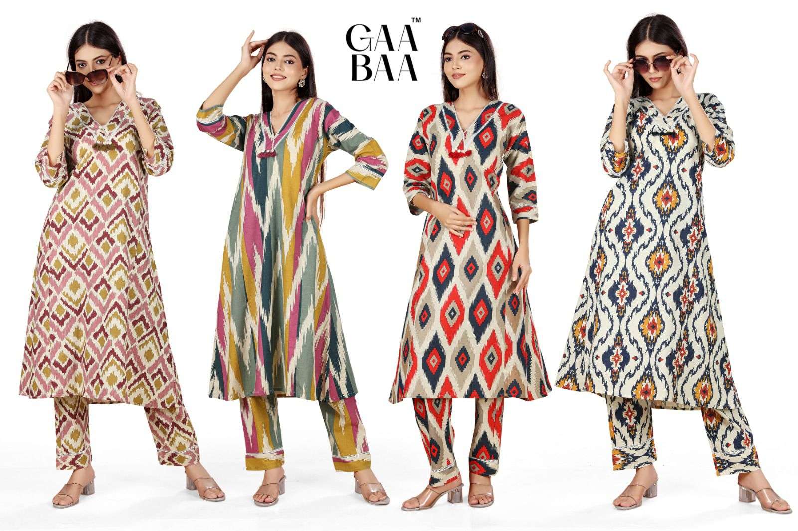 D.NO :- 929 BY GAABAA IN COTTON FLEX PRINT CO-ORD SET WITH POCKET & CROSIO LACE 