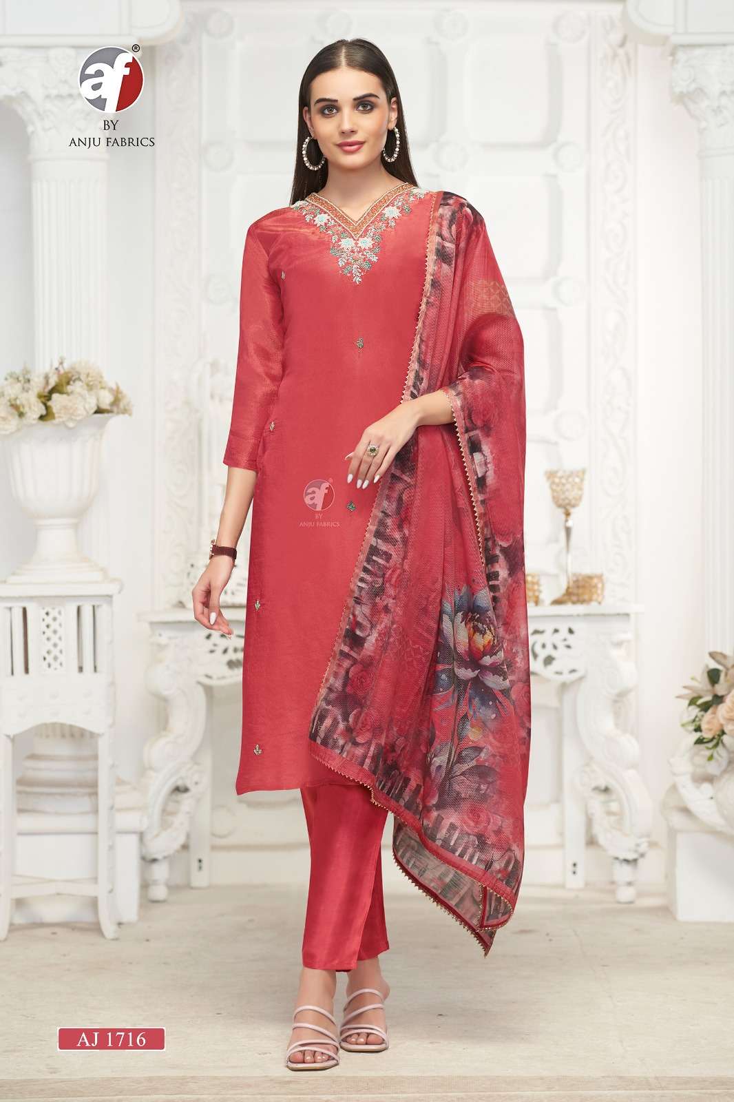 D.NO:- AJ 1716 BY ANJU FABRICS IN PURE TISSUE SHIMMER WITH PURE HEAVY HANDWORK 