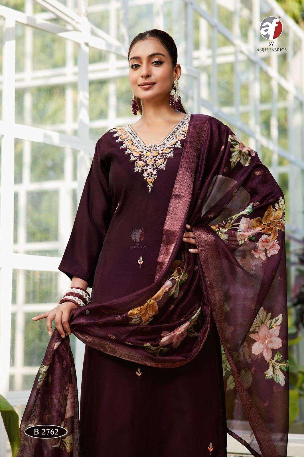 D.NO:- B 2762 BY ANJU FABRICS IN MODAL SILK KURTI PANT WITH  DUPATTA WITH PURE HEAVY HANDWORK 