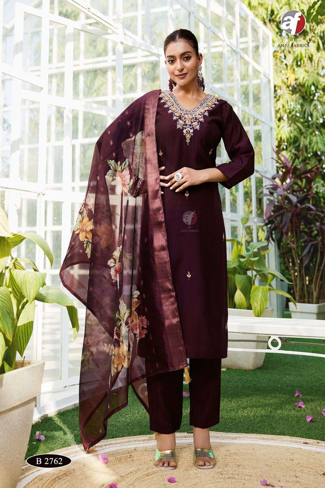 D.NO:- B 2762 BY ANJU FABRICS IN MODAL SILK KURTI PANT WITH  DUPATTA WITH PURE HEAVY HANDWORK 