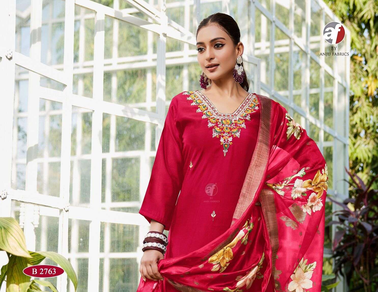 D.NO:- B 2763 BY ANJU FABRICS IN MODAL SILK KURTI PANT WITH  DUPATTA WITH PURE HEAVY HANDWORK 