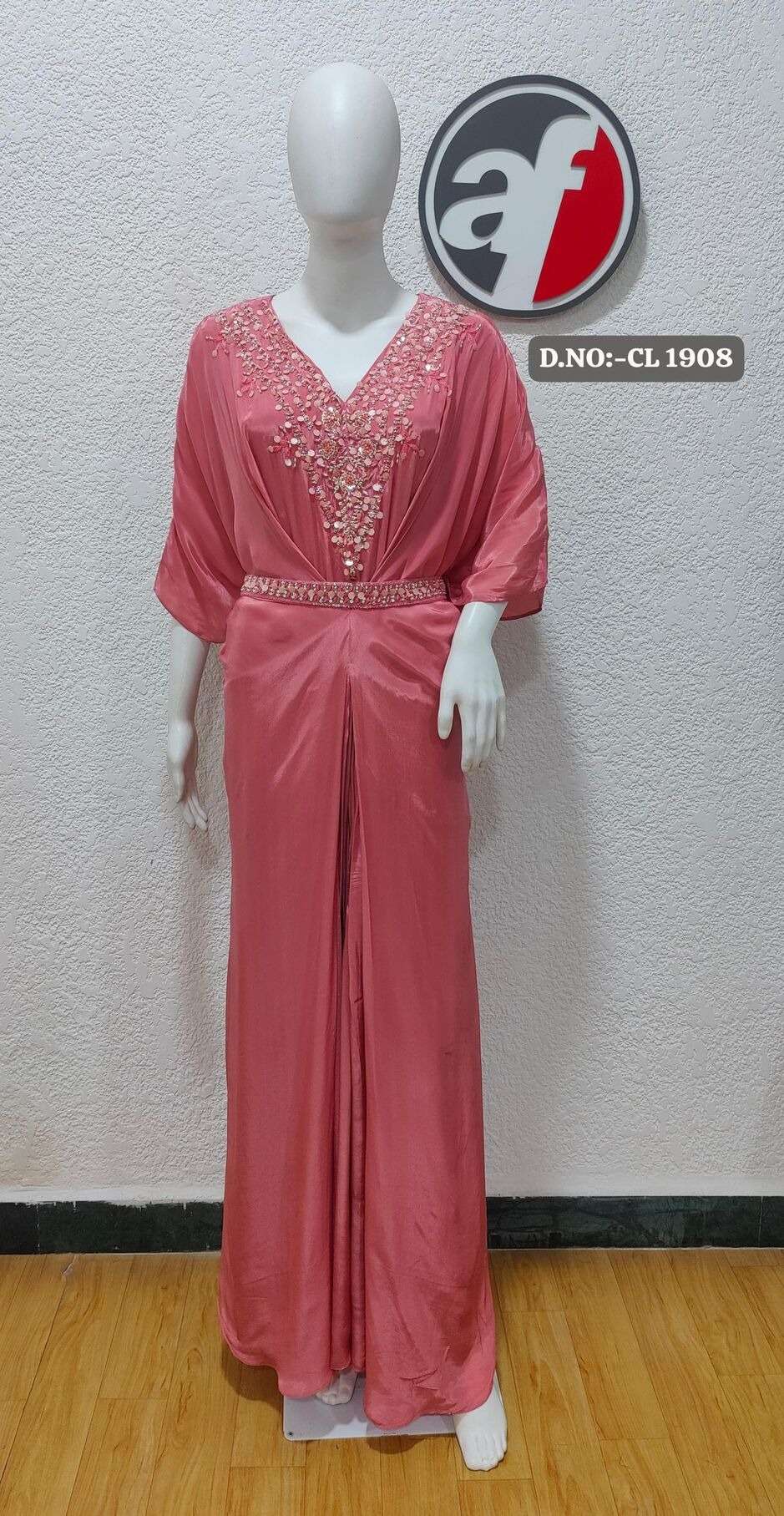 D.NO:- CL 1908 BY ANJU FABRICS IN PURE NATURAL CREPE WITH HEAVY HANDWORK BELT 
