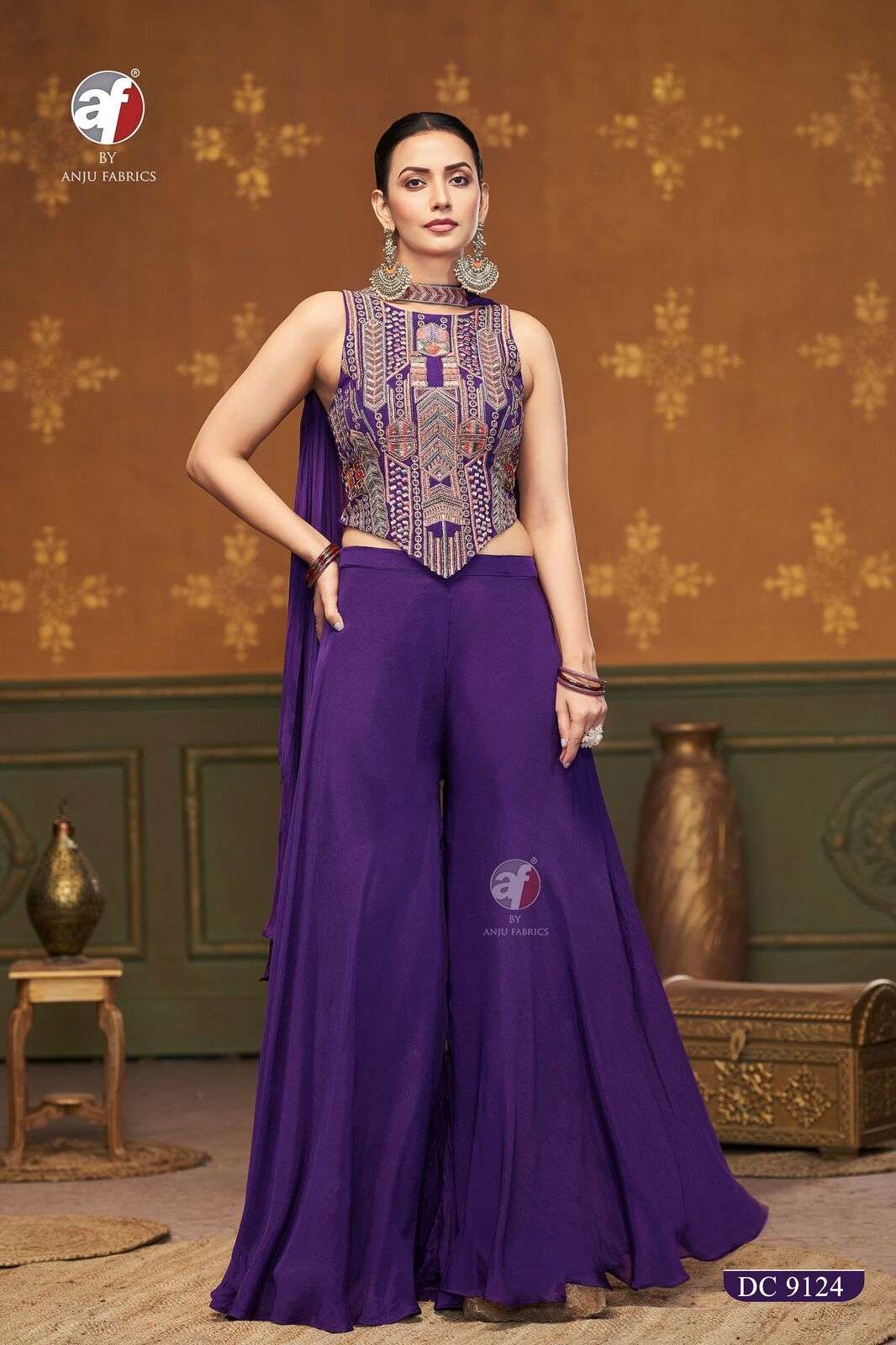 D.NO:- DC 9124 BY ANJU FABRICS IN PURE CHINON CHIFFON WITH PURE HEAVY HANDWORK 