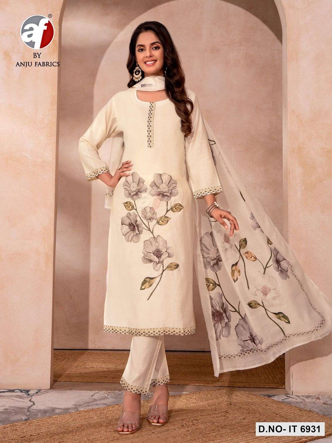 D.NO:- IT 6929 TO 6931 BY ANJU FABRICS IN VETICAN SILK KURTI PANT WITH CHANDERI DUPATTA