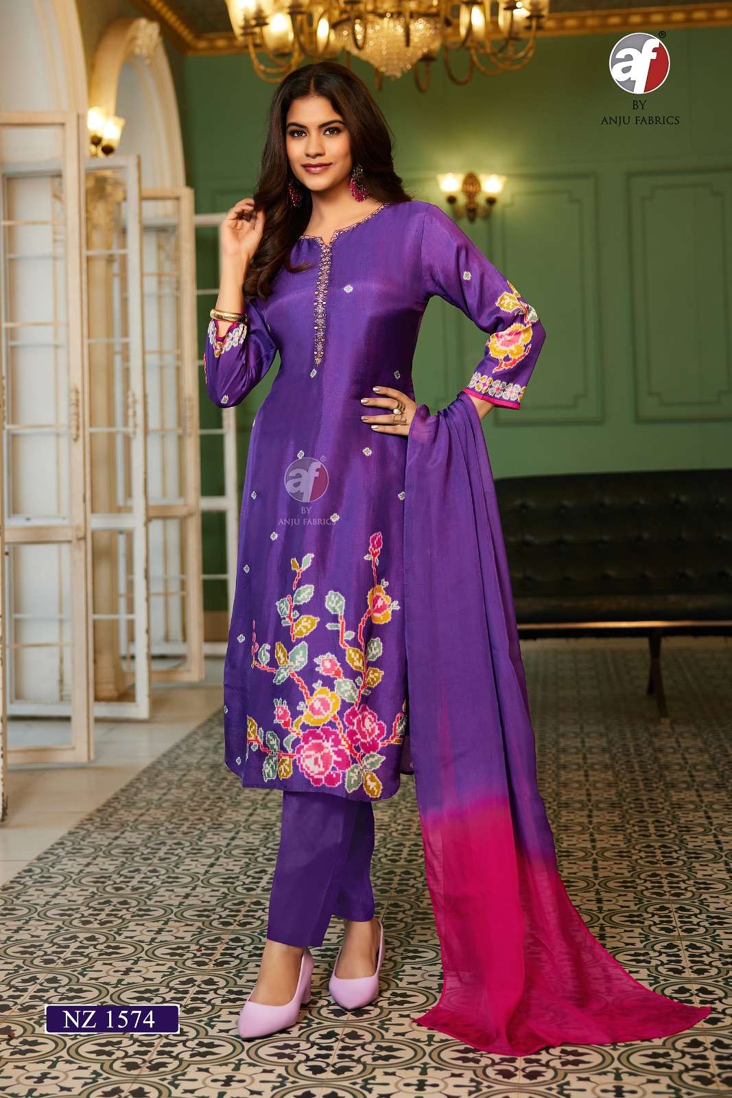 D.NO:- NZ 1574 BY ANJU FABRICS IN PURE DOLA SILK KURTI PANT WITH ORGANZA DUPATTA 