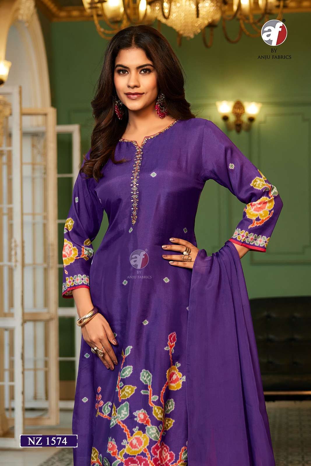 D.NO:- NZ 1574 BY ANJU FABRICS IN PURE DOLA SILK KURTI PANT WITH ORGANZA DUPATTA 