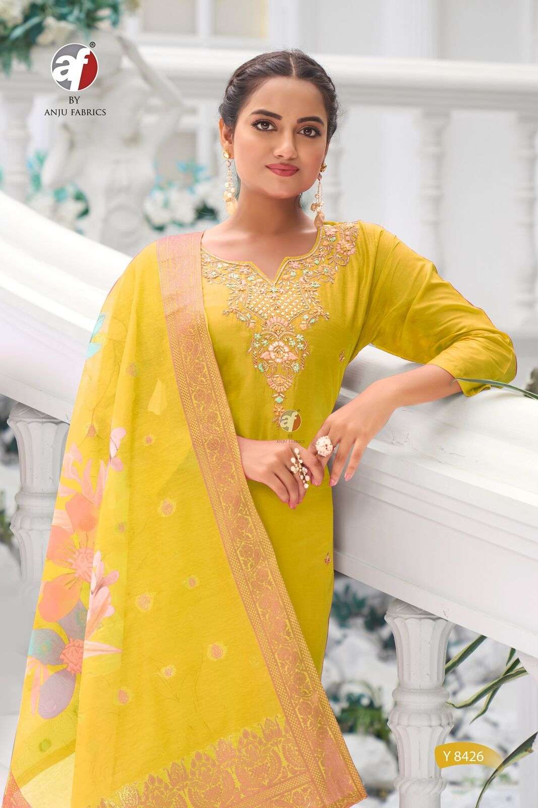 D.NO:-Y 8426 BY ANJU FABRICS IN PURE HEAVY HANDWORK DOLA SILK KURTI PANT WITH DUPATTA 