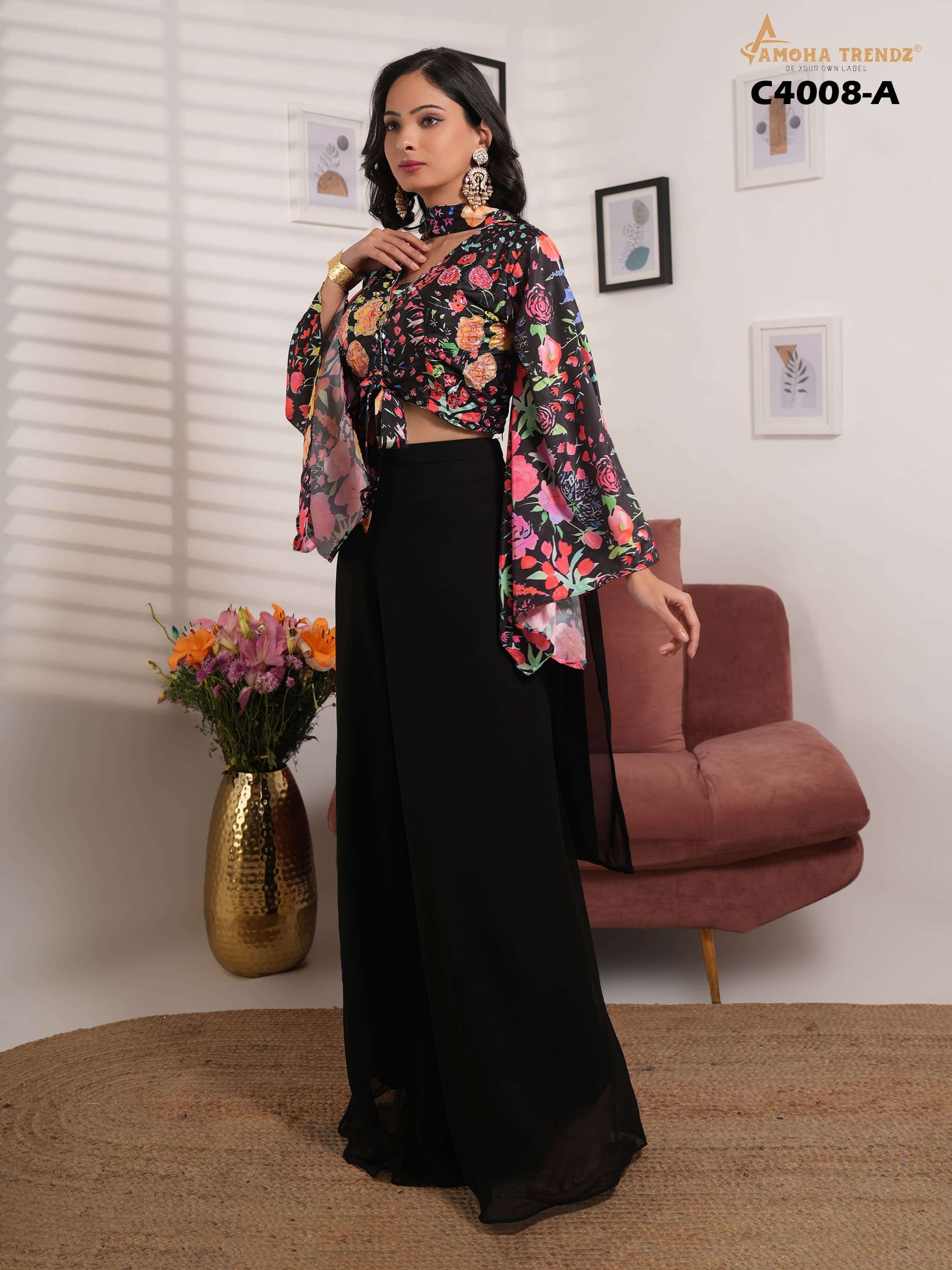 DESIGN NO :- C4008 BY AMOHA IN IMPORTANT FABRIC PRINTED AND EMBROIDERED WORK 